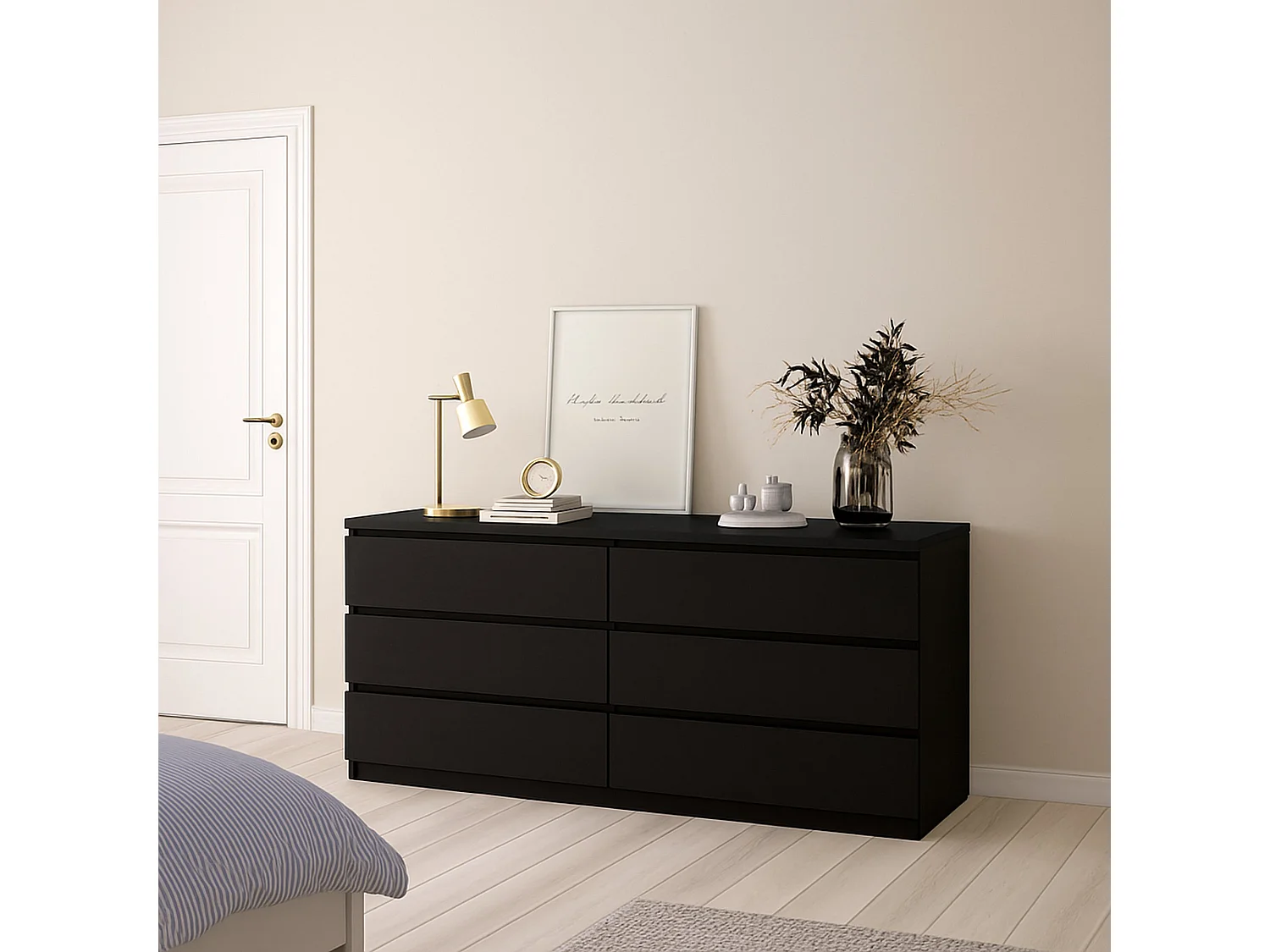 Buffet Dsaurin, Buffet du salon, Commode de salon, Garde-manger de cuisine, 154x50 h68 cm, Noir
