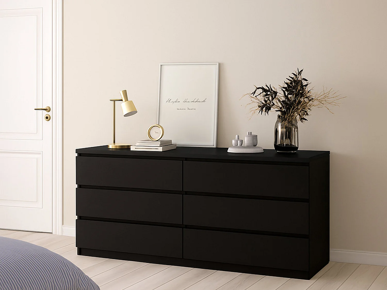 Buffet Dsaurin, Buffet du salon, Commode de salon, Garde-manger de cuisine, 154x50 h68 cm, Noir