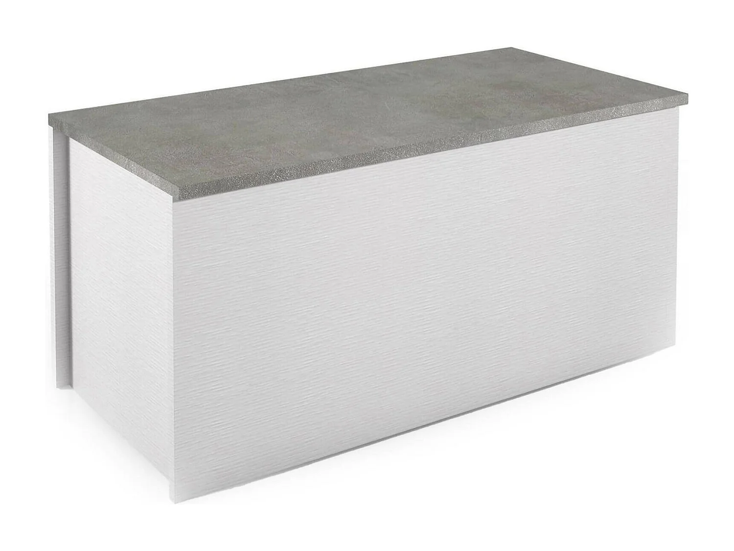 Malle Ditalen, Grande boîte de rangement polyvalente, Coffre moderne, 100% Made in Italy, 90x45h45 cm, Blanc et Ciment