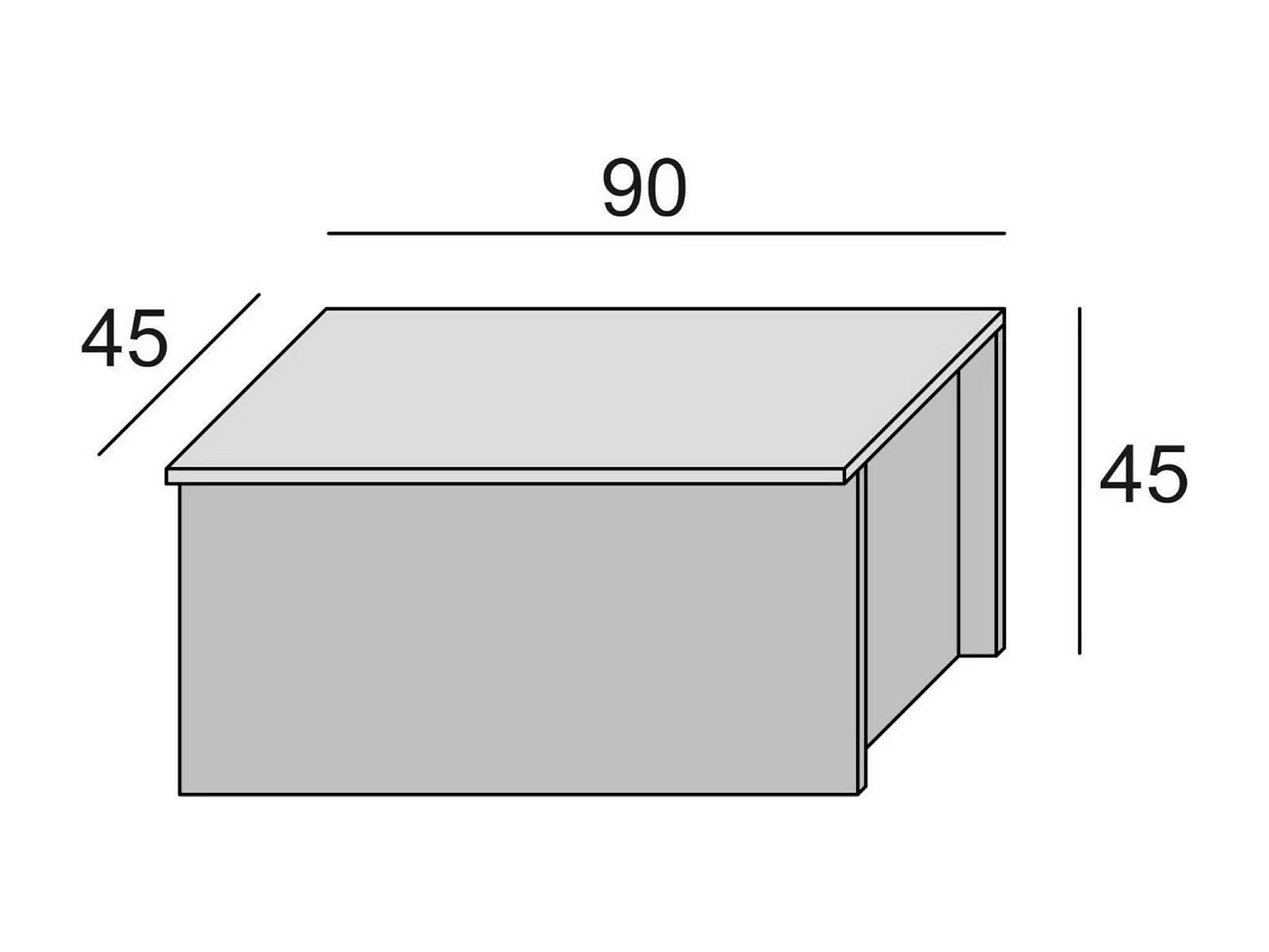 Malle Ditalen, Grande boîte de rangement polyvalente, Coffre moderne, 100% Made in Italy, 90x45h45 cm, Blanc et Ciment