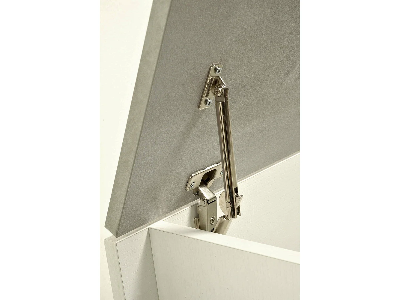Malle Ditalen, Grande boîte de rangement polyvalente, Coffre moderne, 100% Made in Italy, 90x45h45 cm, Blanc et Ciment