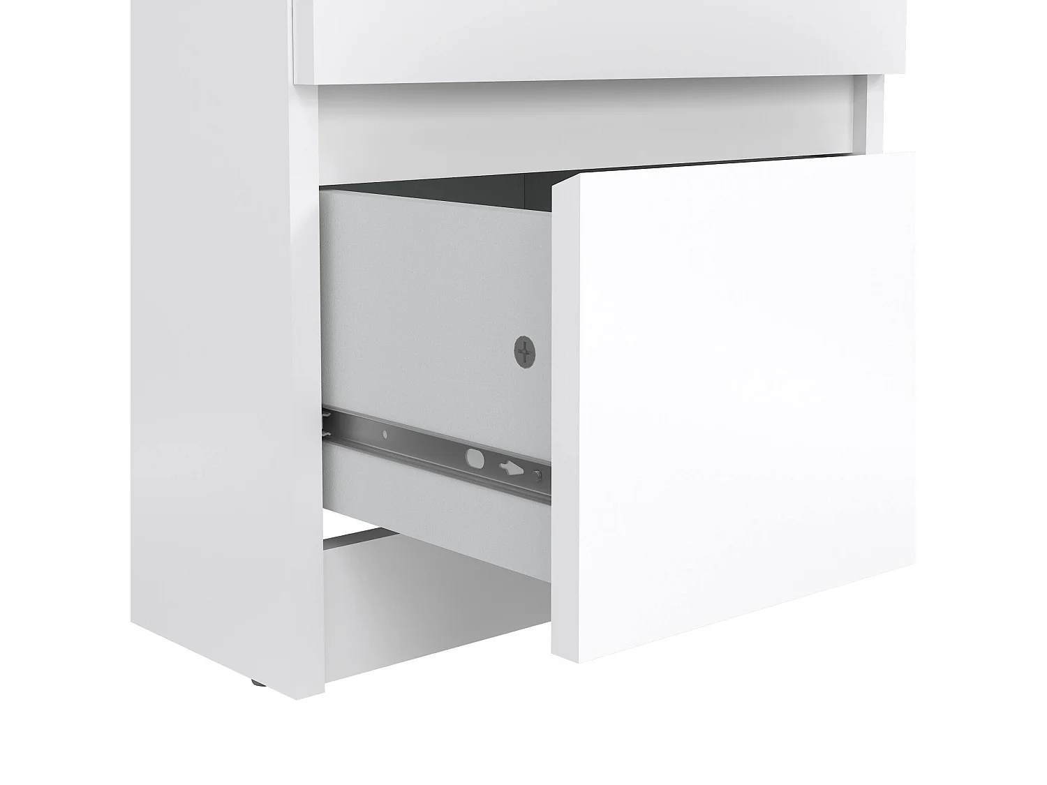 Comodino Daiki, 2 Cassetti, 40.4x50x49.5h cm Bianco Lucido