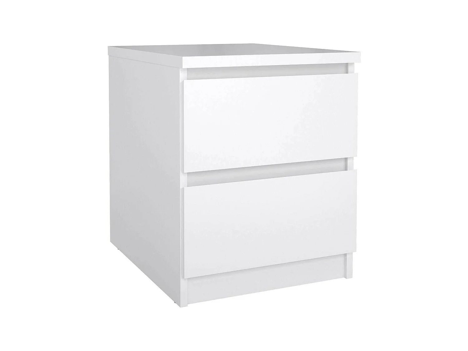 Chevet Daiki, Commode basse, Table de nuit, Étagère de chevet, 50x40 h50 cm, Blanc brillant