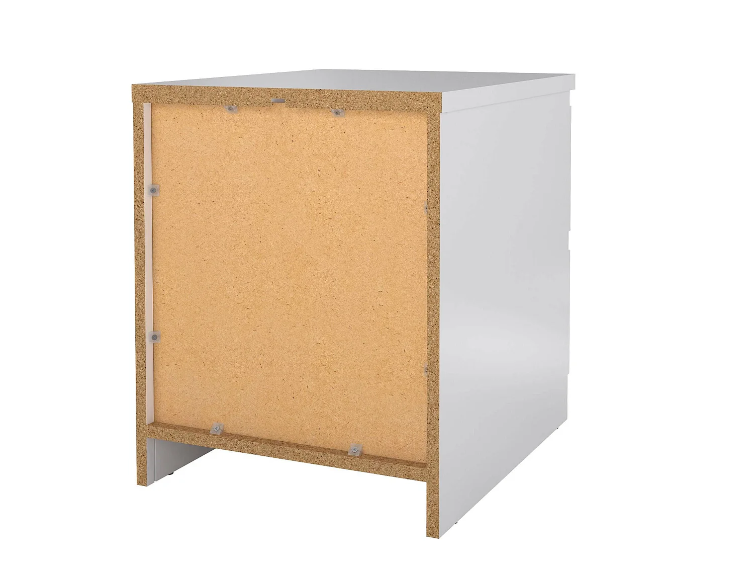 Chevet Daiki, Commode basse, Table de nuit, Étagère de chevet, 50x40 h50 cm, Blanc brillant
