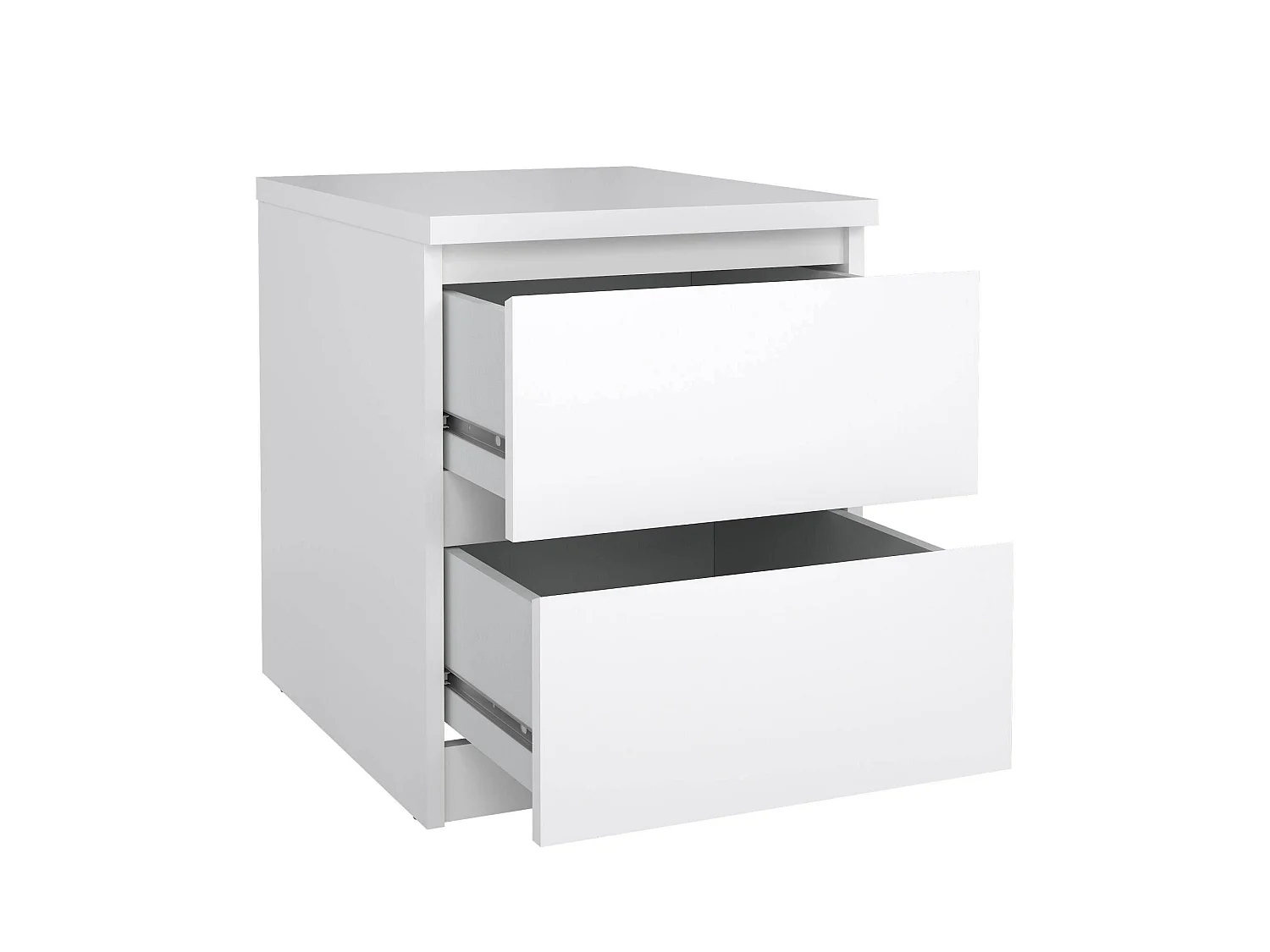 Chevet Daiki, Commode basse, Table de nuit, Étagère de chevet, 50x40 h50 cm, Blanc brillant