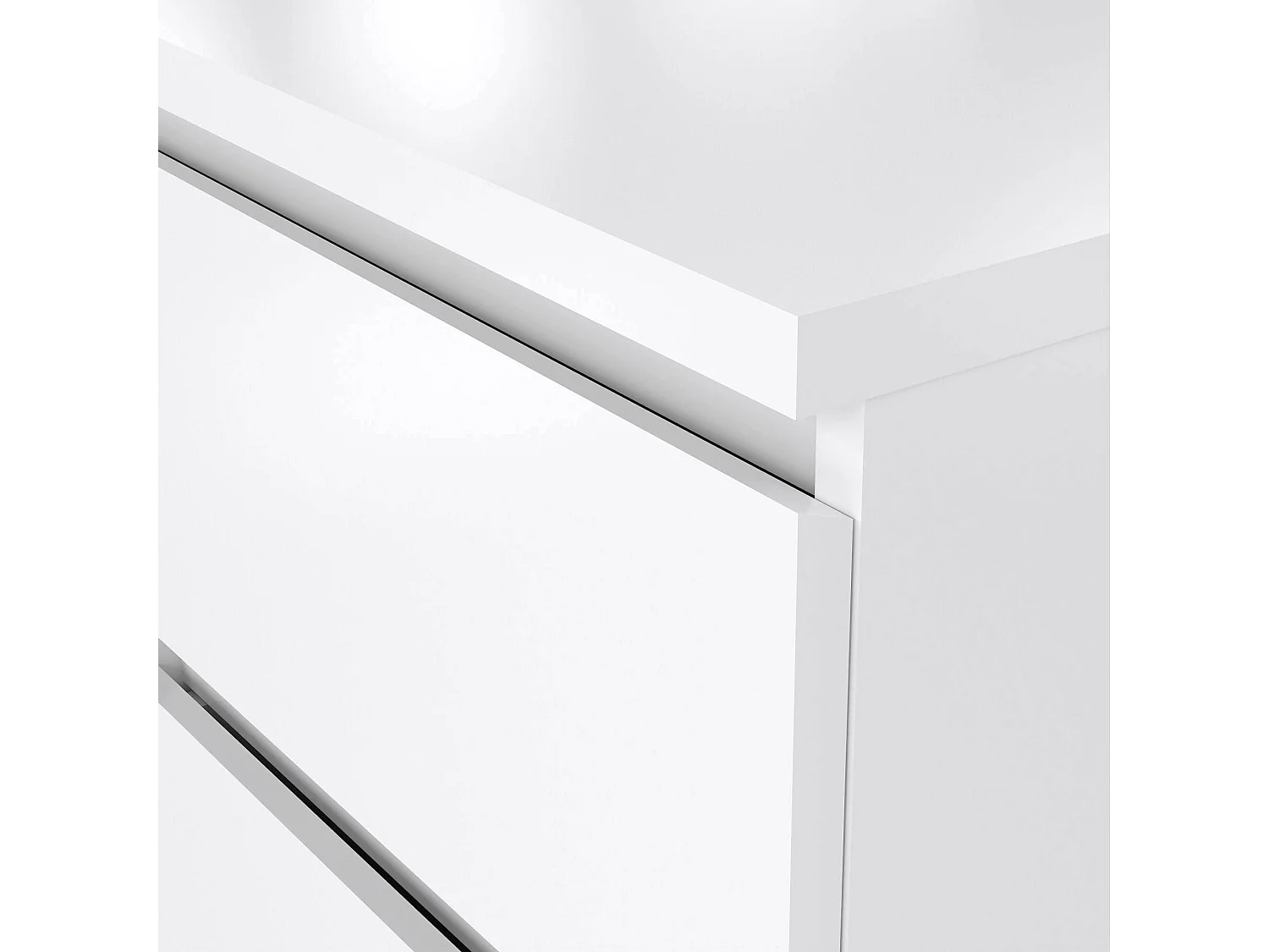Chevet Daiki, Commode basse, Table de nuit, Étagère de chevet, 50x40 h50 cm, Blanc brillant