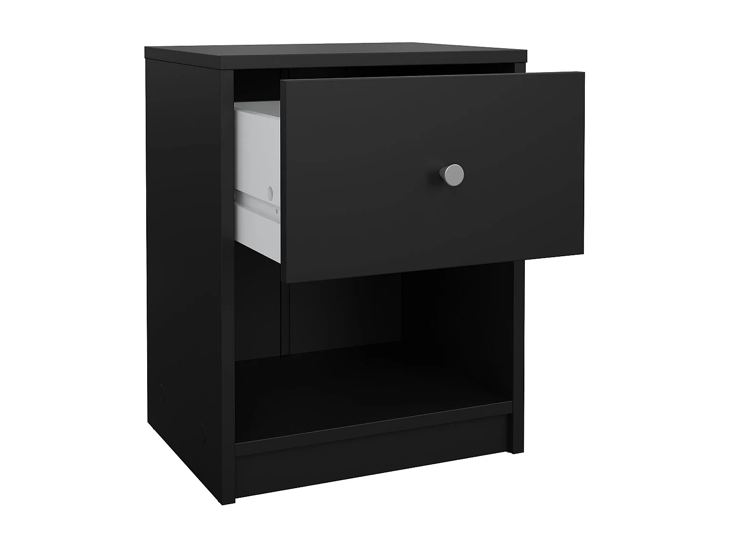 Comodino Kastri, un Cassetto, 30.1x37.9x48.4h cm Nero