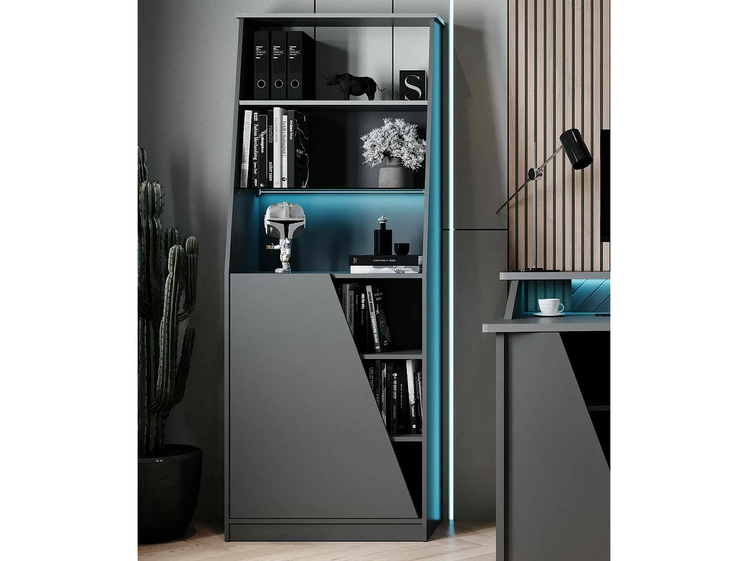 Bibliothèque Dbenite, Etagère de jeu, Porte-livre mobile, Librairie, 72x34 h185 cm, Noir