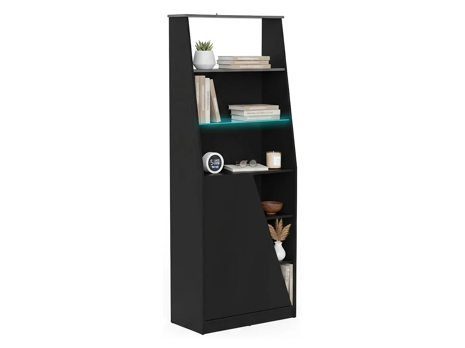 Estante para libros Dbenite, Estantería para juegos, Porta libros móvil, Biblioteca, 72x34 h185 cm, Negro
