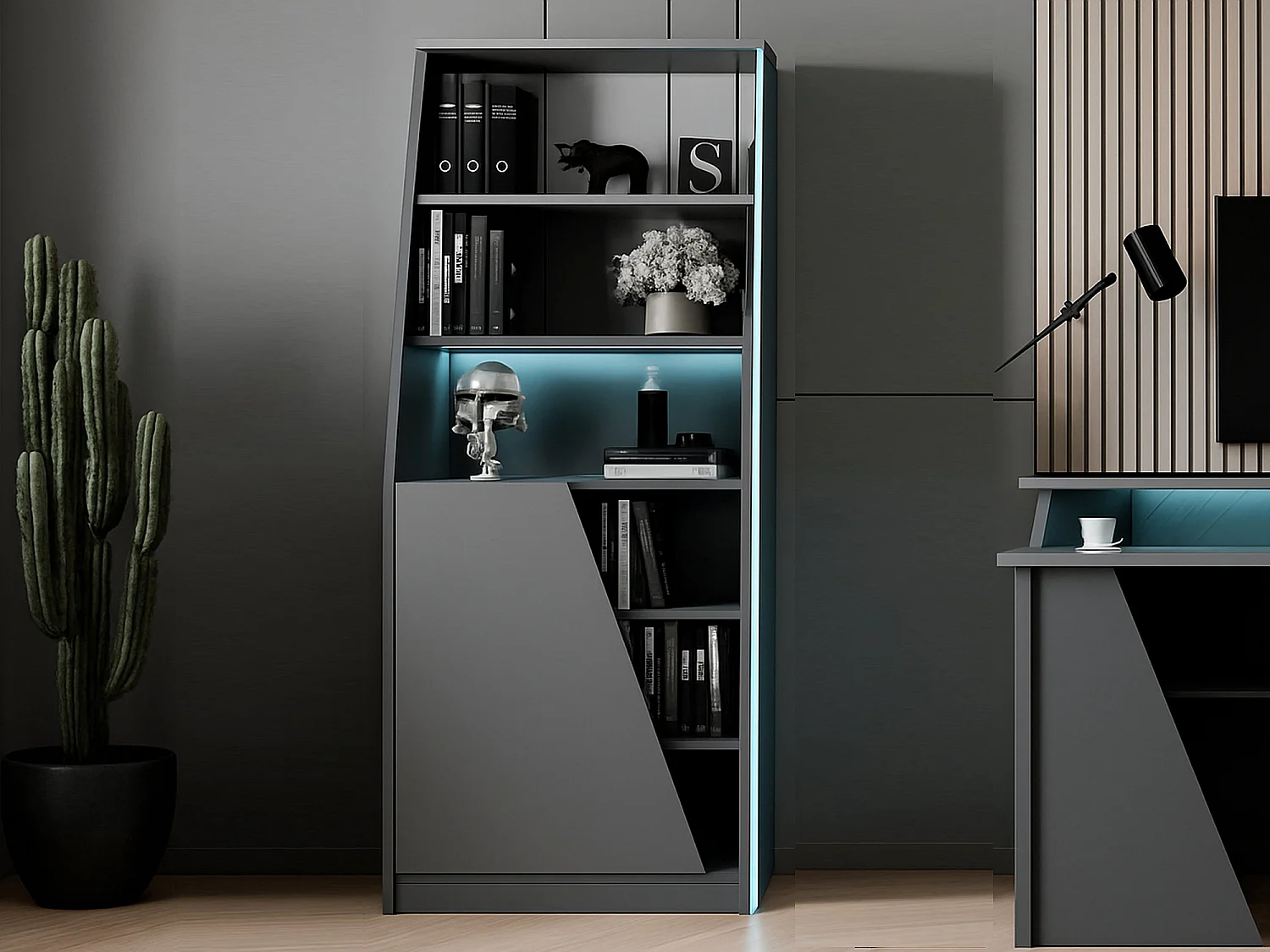 Estante para libros Dbenite, Estantería para juegos, Porta libros móvil, Biblioteca, 72x34 h185 cm, Negro