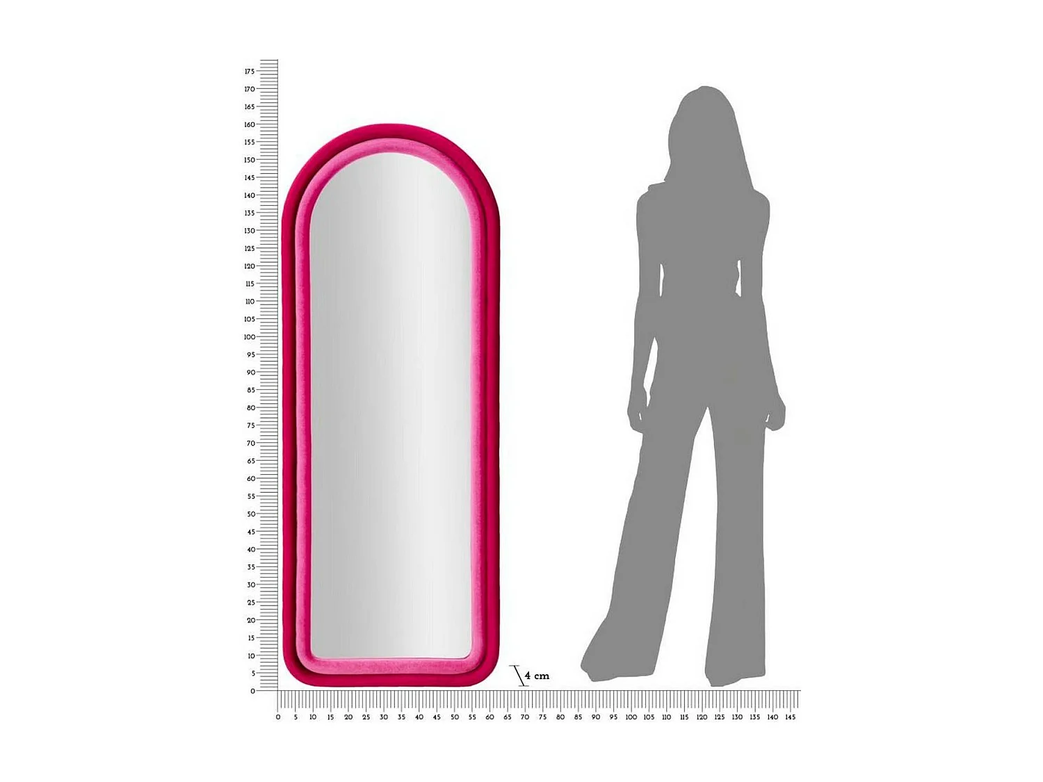 Miroir Segal, Verre miroité, Objet d'ameublement mural, Décoration avec miroir, 60x4 h160 cm, Fuchsia