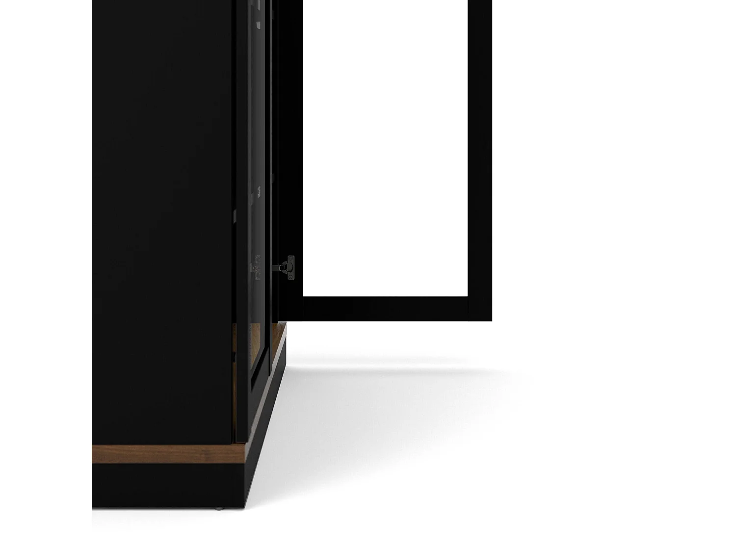 Dvazque vitrinekast, Vitrinekast, Multifunctionele vitrinekast, Woonkamerdressoir, 89x36 h200 cm, Zwart en Walnoot