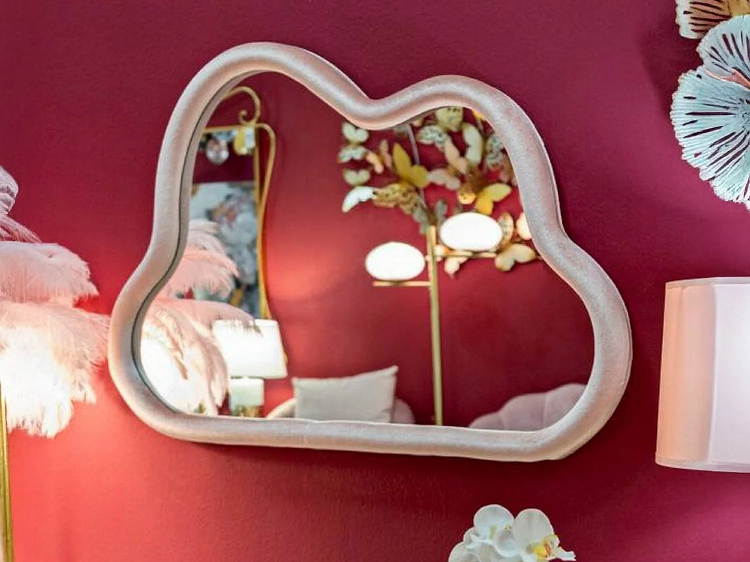 Miroir Depero, Verre miroité, Objet d'ameublement mural, Décoration avec miroir, 90x4 h60 cm, Rose