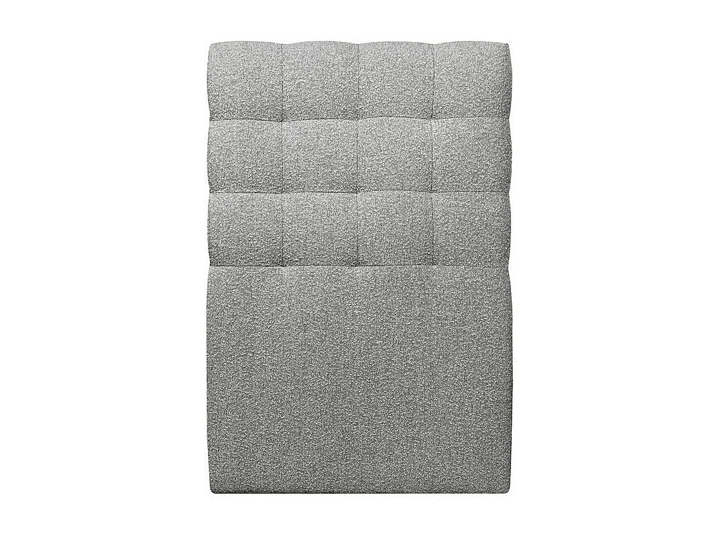 Lit 90x190cm avec tête de lit capitonnée bouclette et sommier kit Gris - Hauteur totale : 29cm