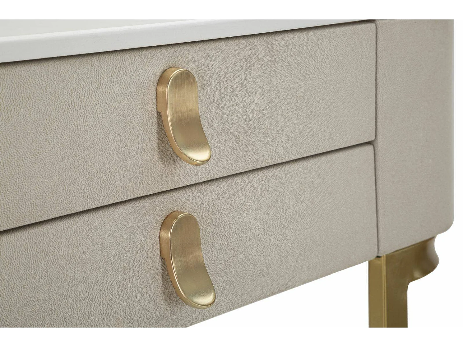 Ronda console, Multifunctionele tafel, Bijzetkast, Gangbureau, Crème en Goud, 70x40 h80 cm