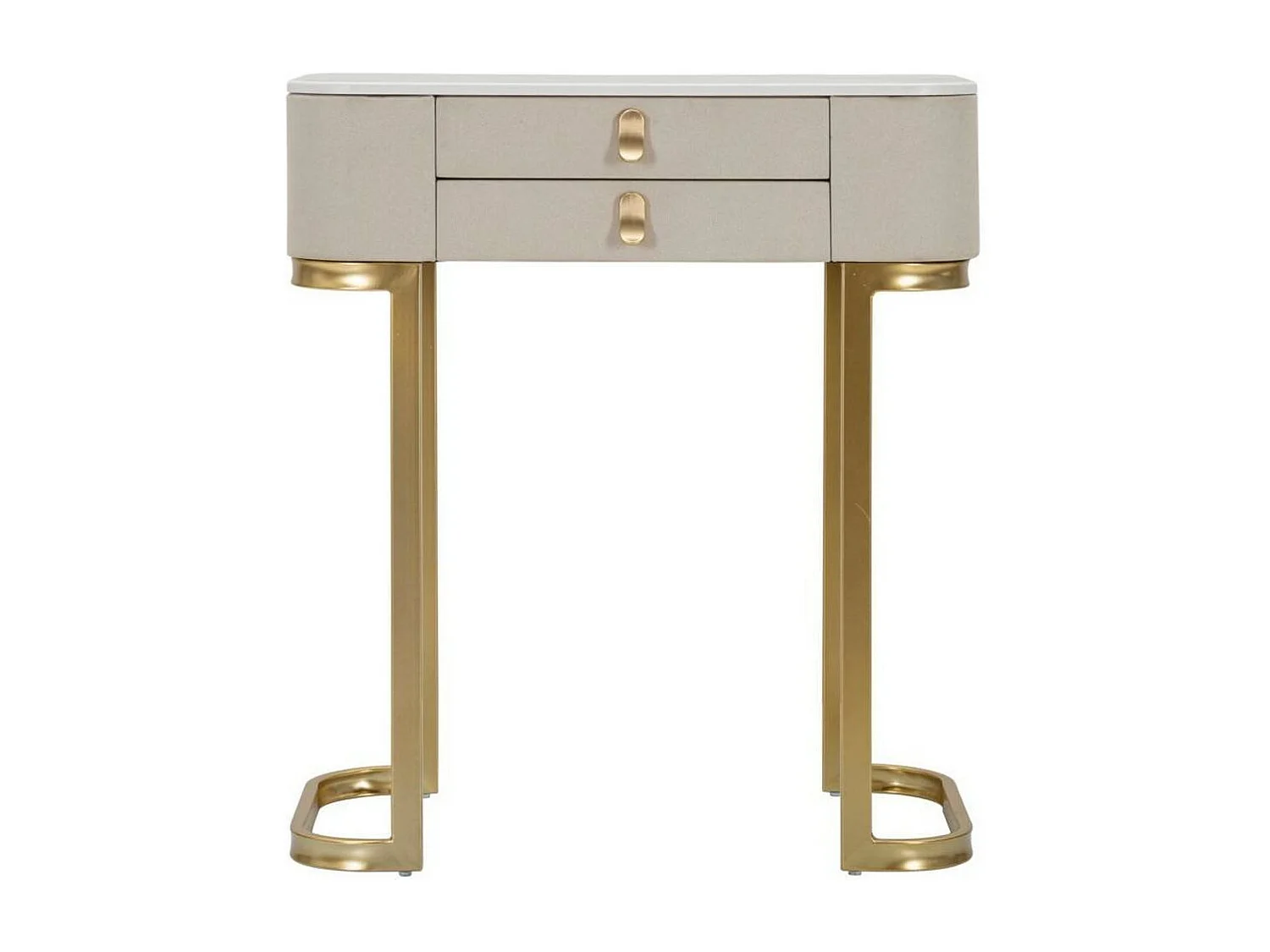 Ronda console, Multifunctionele tafel, Bijzetkast, Gangbureau, Crème en Goud, 70x40 h80 cm