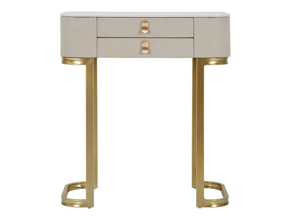 Consola Ronda, Mesa multiusos, Armário lateral, Secretária de corredor, Creme e Dourado, 70x40 h80 cm