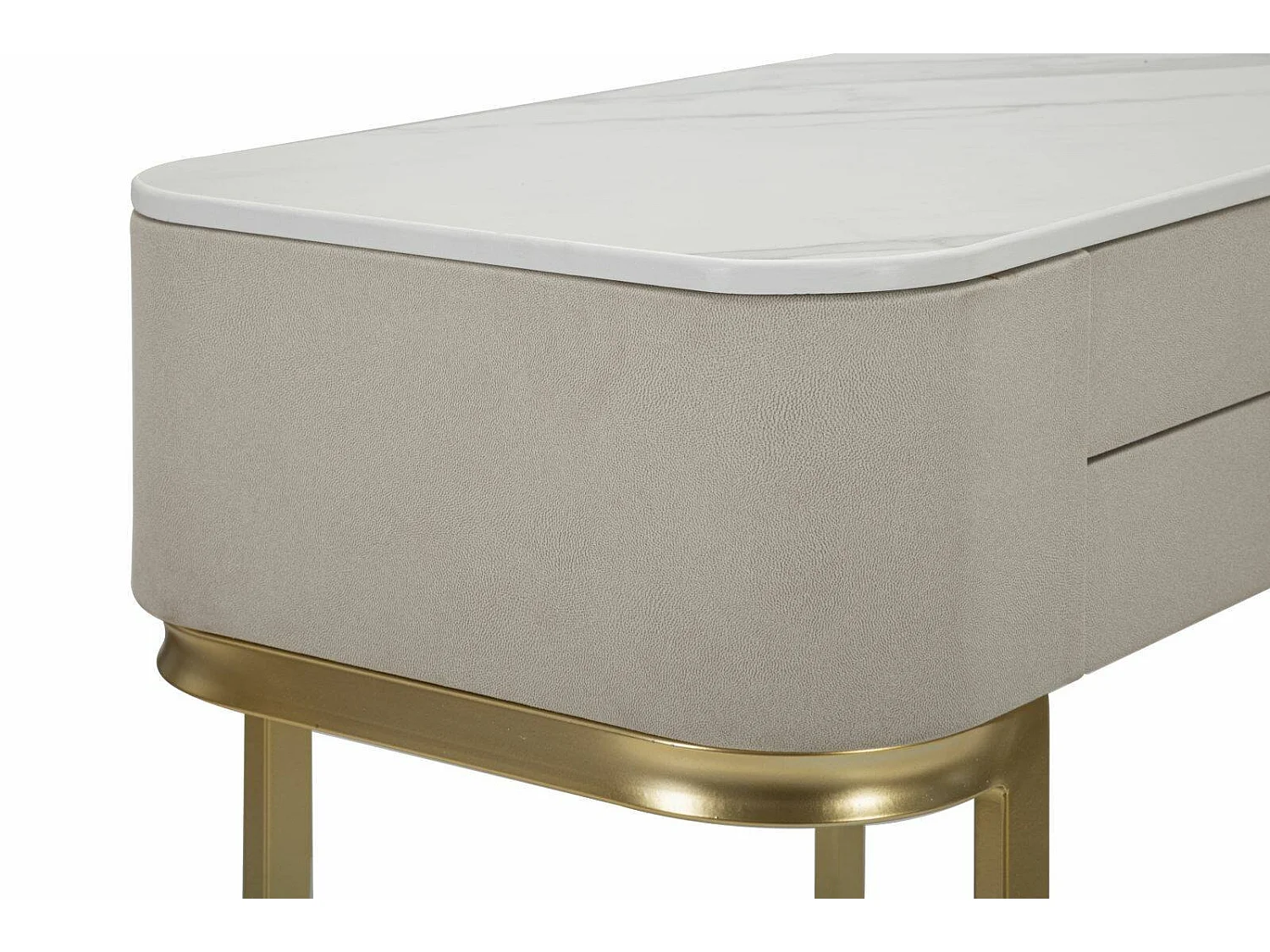 Consola Ronda, Mesa multiusos, Armário lateral, Secretária de corredor, Creme e Dourado, 70x40 h80 cm