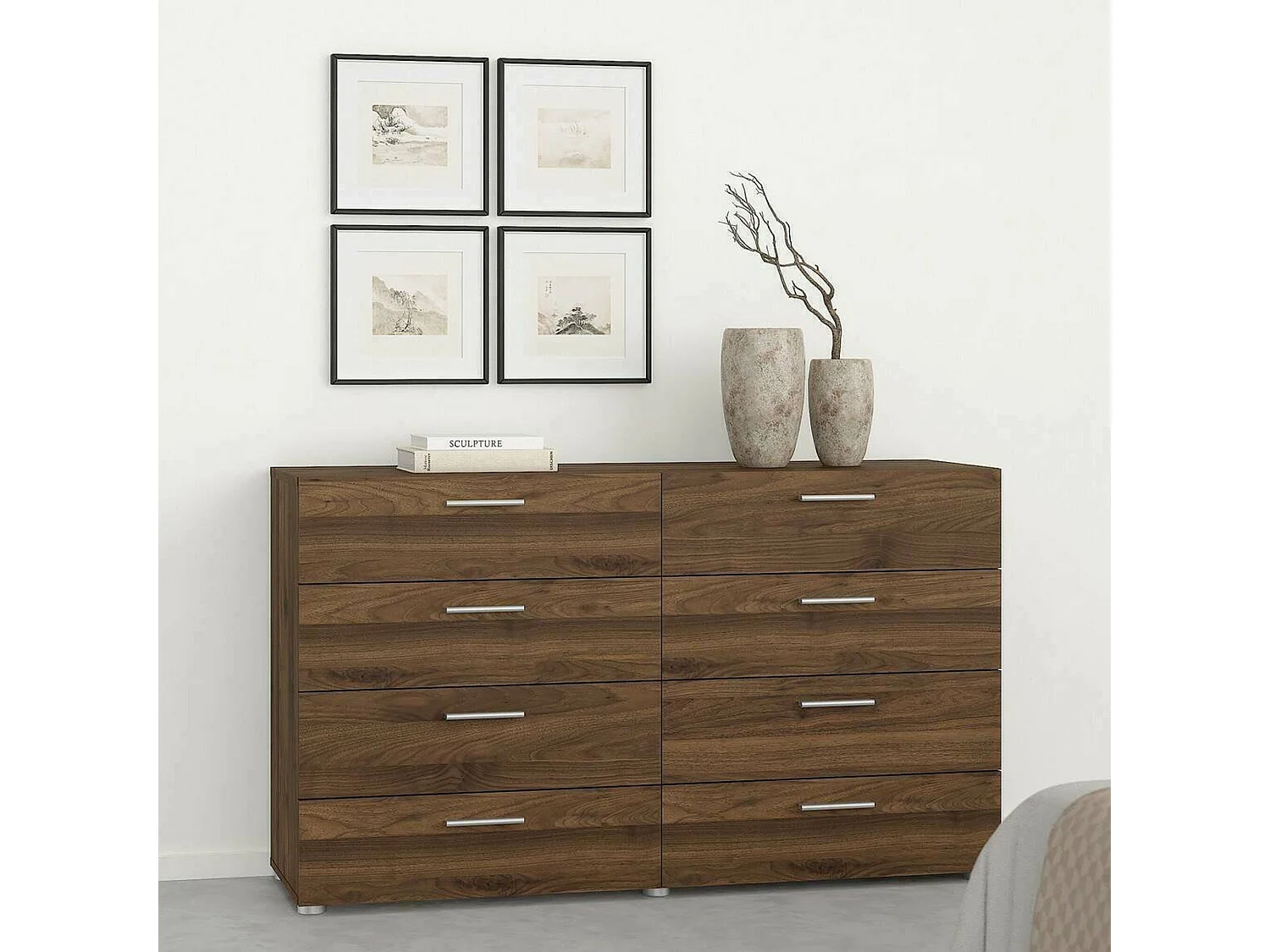 Dsattol dressoir, Woonkamerbuffet, Woonkamerdressoir, Keukenkast, 140x40 h82 cm, Walnoot