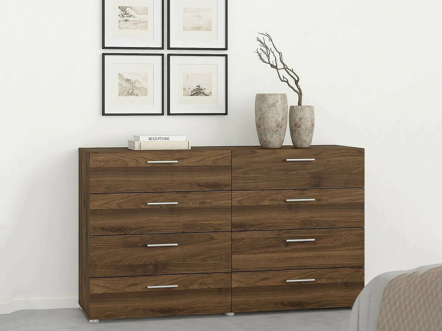 Aparador Dsattol, Buffet de sala, Aparador de sala, Despensa de cozinha, 140x40 h82 cm, Nogueira