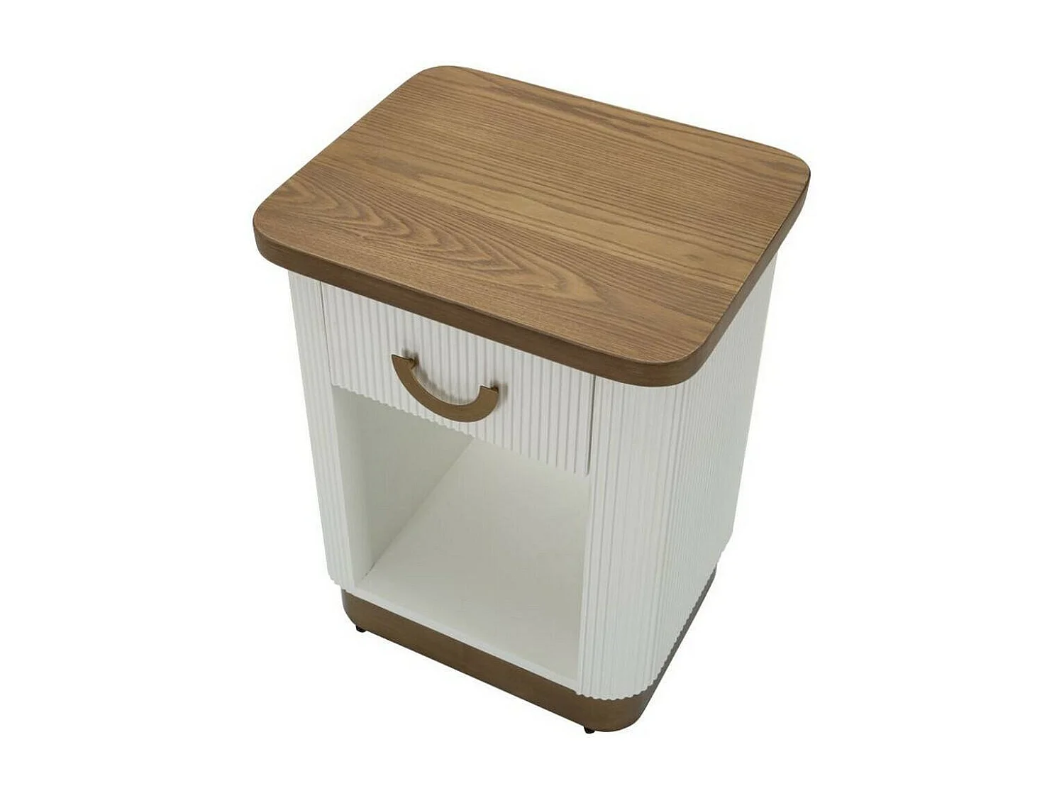 Nachttisch Fagends, Niedrige Kommode, Tisch, Multifunktionaler Nachttisch, 48x40 h62 cm, WeiÃŸ und Braun