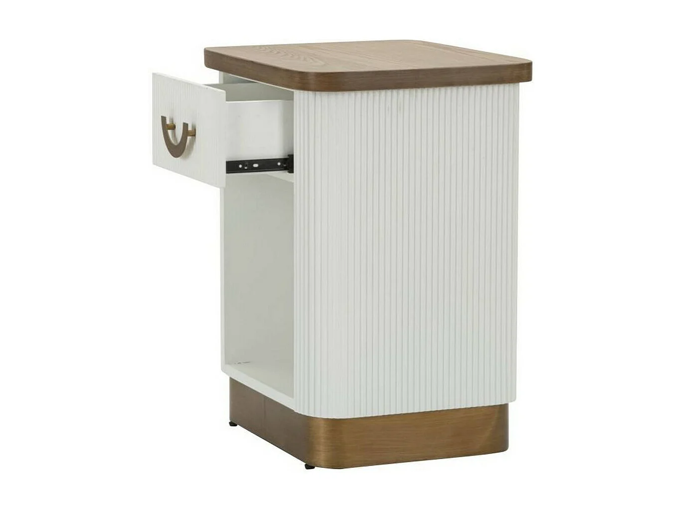 Nachttisch Fagends, Niedrige Kommode, Tisch, Multifunktionaler Nachttisch, 48x40 h62 cm, WeiÃŸ und Braun