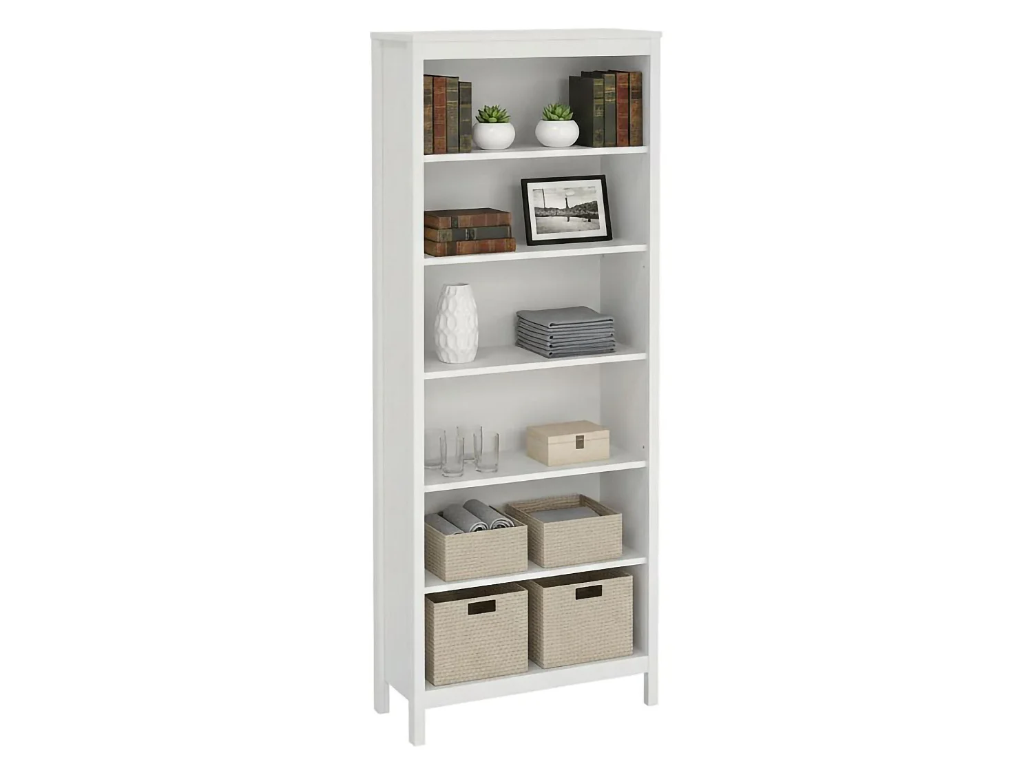 Dtamez boekenkast, Kantoorplank, Boekenkast, Bibliotheek, 78x33 h199 cm, Wit