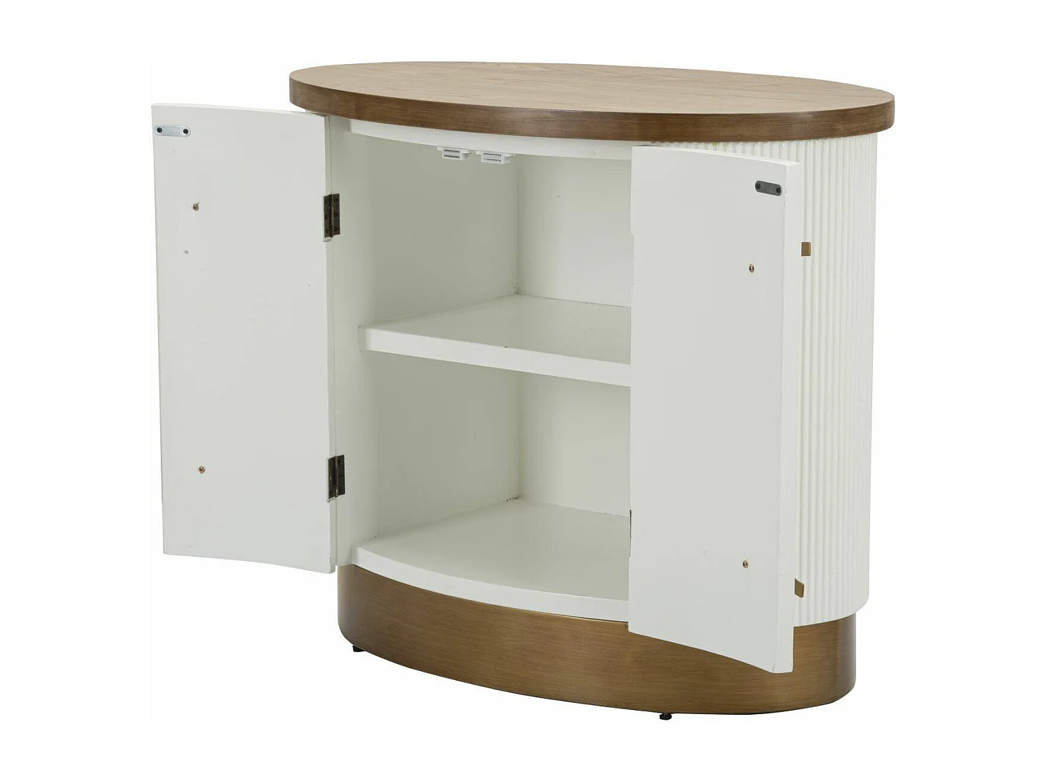 Buffet Kolinsky, Buffet du salon, Commode de salon, Garde-manger de cuisine, 79x48 h67 cm, Blanc et marron
