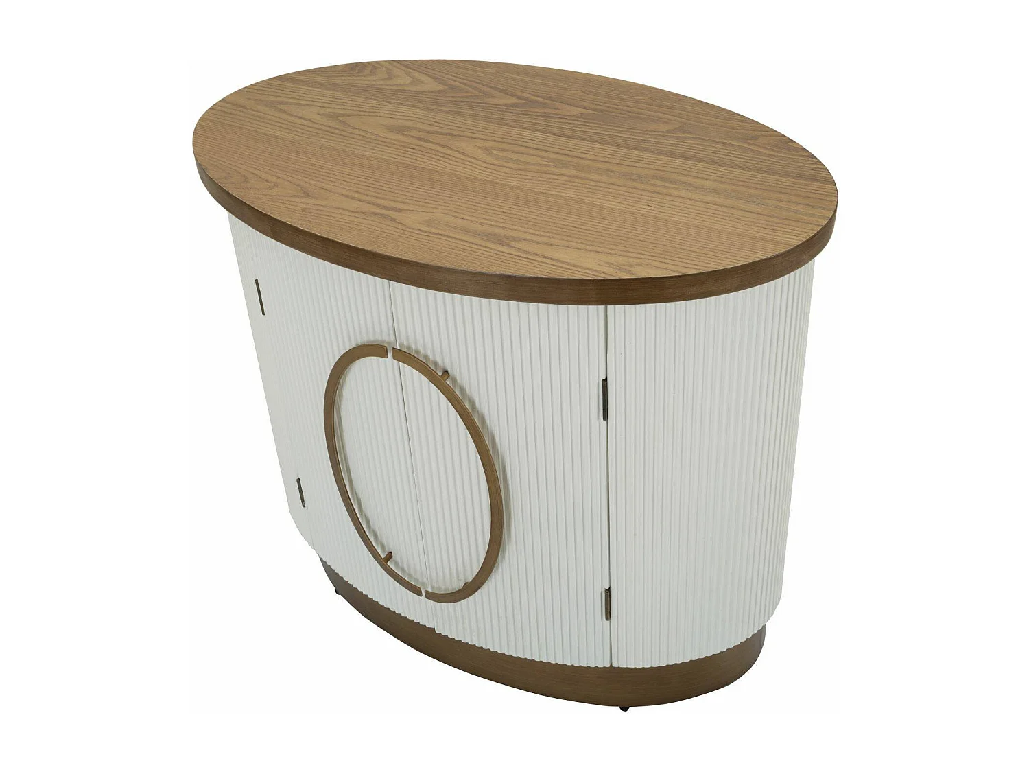 Kolinsky dressoir, Woonkamerbuffet, Woonkamerdressoir, Keukenkast, 79x48 h67 cm, Wit en Bruin