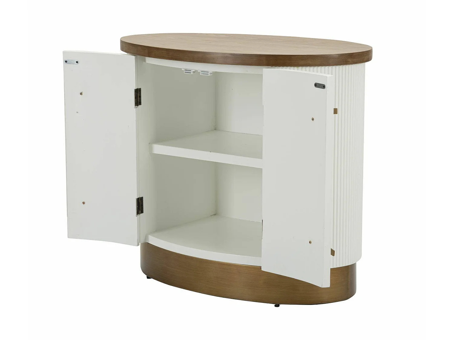 Kolinsky dressoir, Woonkamerbuffet, Woonkamerdressoir, Keukenkast, 79x48 h67 cm, Wit en Bruin