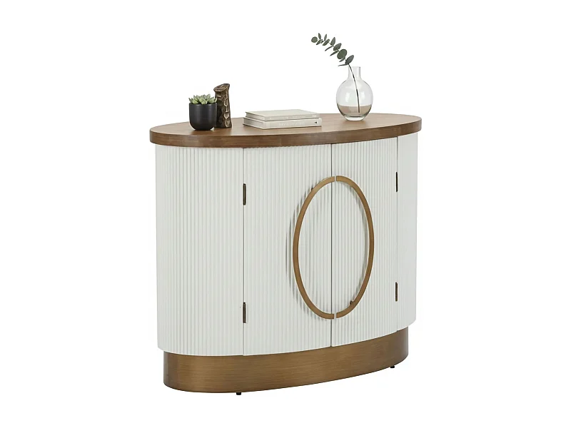 Buffet Kolinsky, Buffet du salon, Commode de salon, Garde-manger de cuisine, 79x48 h67 cm, Blanc et marron