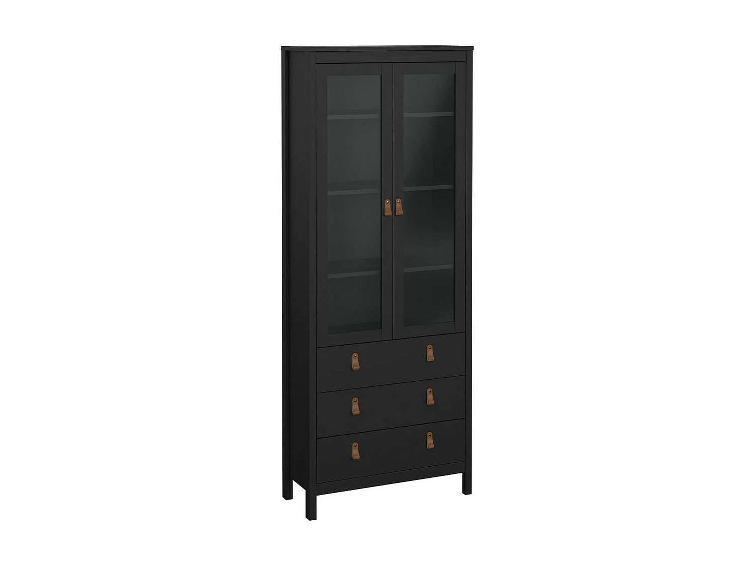 Dvecch vitrinekast, Vitrinekast, Multifunctionele vitrinekast, Woonkamerdressoir, 78x33 h199 cm, Zwart