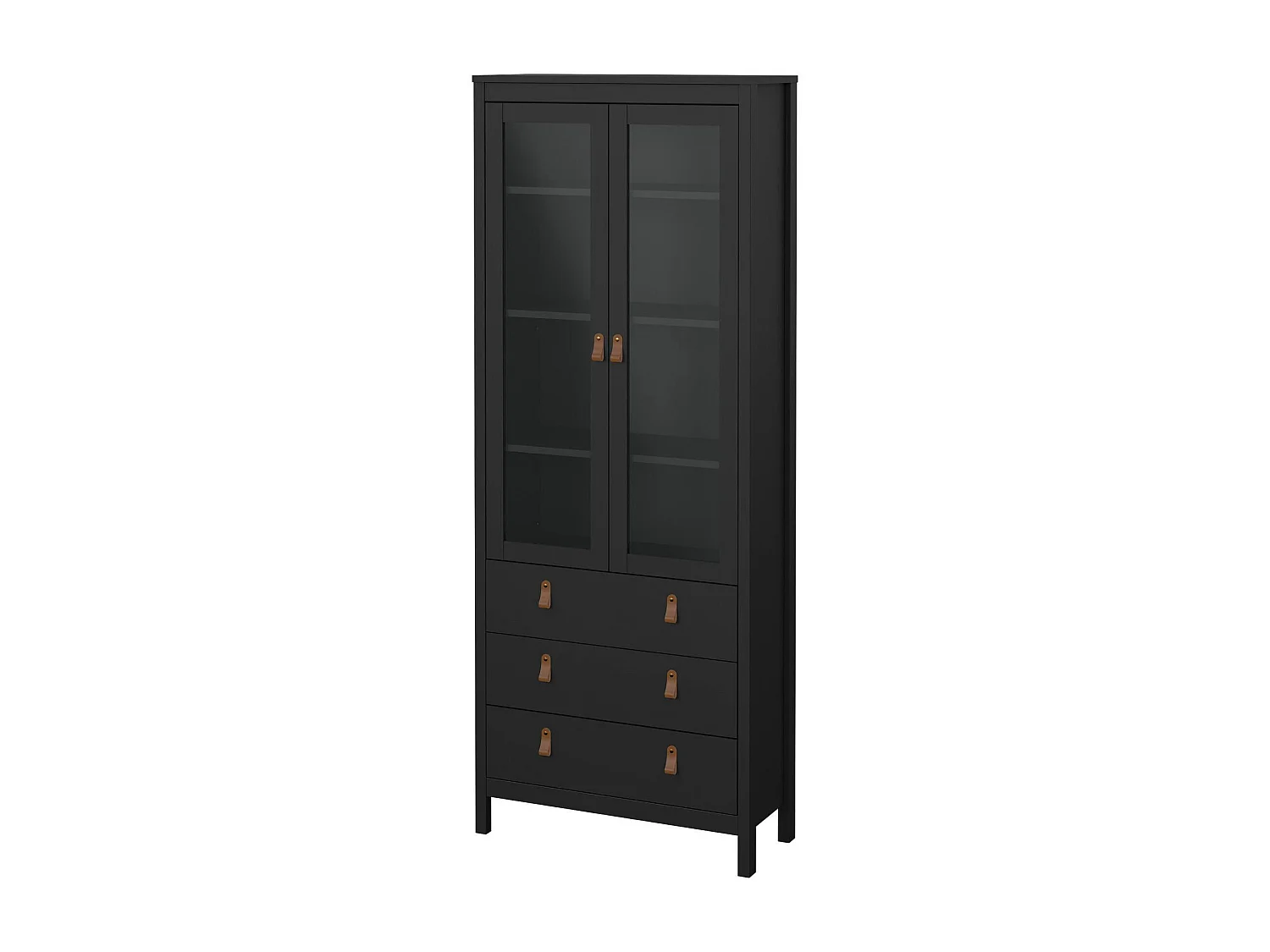 Dvecch vitrinekast, Vitrinekast, Multifunctionele vitrinekast, Woonkamerdressoir, 78x33 h199 cm, Zwart