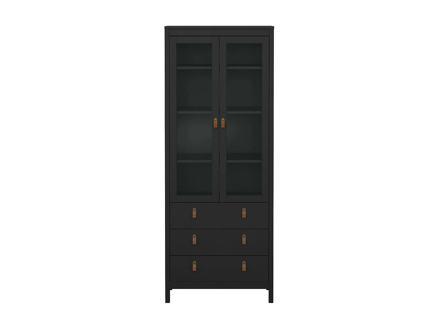 Dvecch vitrinekast, Vitrinekast, Multifunctionele vitrinekast, Woonkamerdressoir, 78x33 h199 cm, Zwart