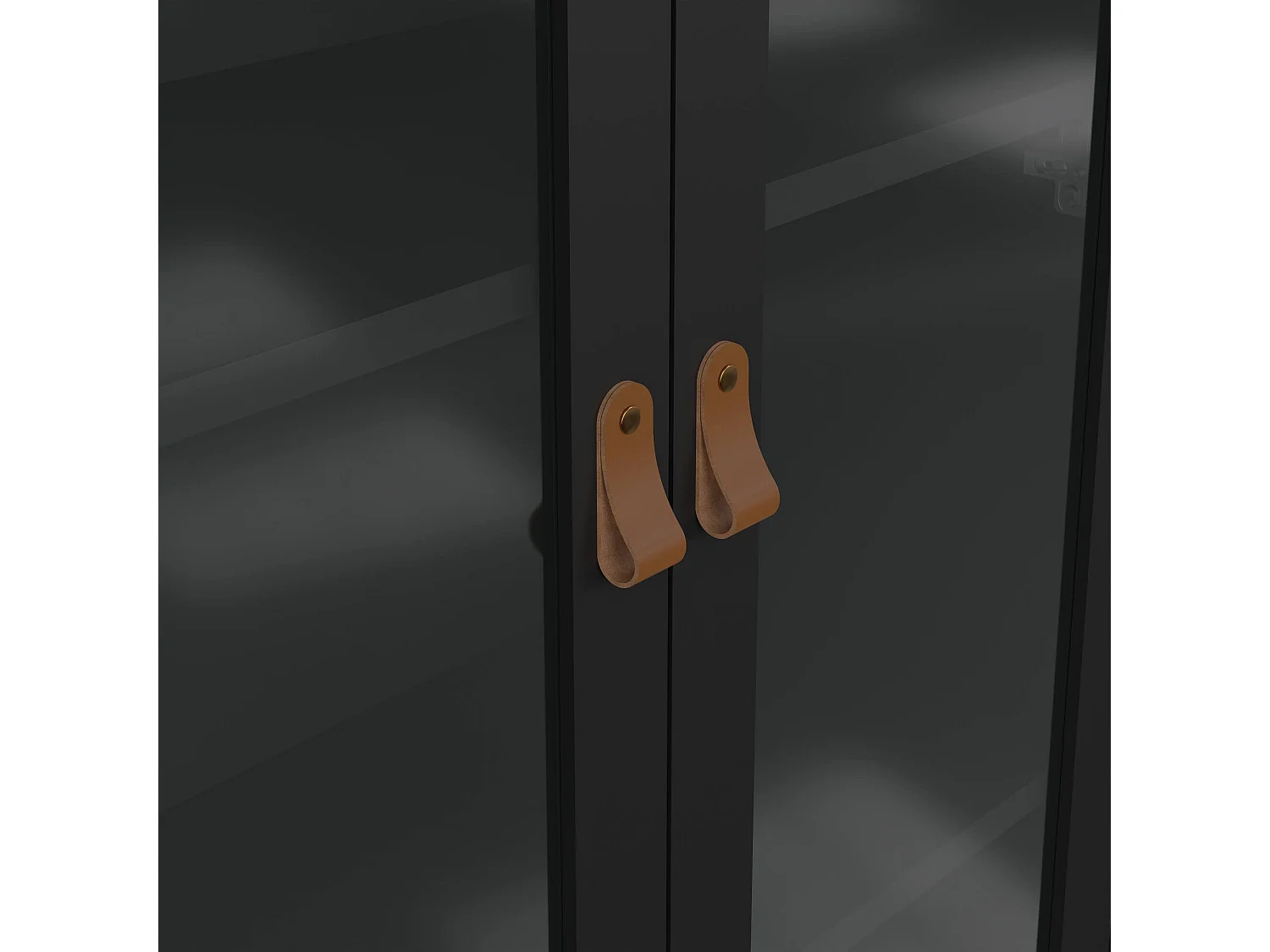 Dvecch vitrinekast, Vitrinekast, Multifunctionele vitrinekast, Woonkamerdressoir, 78x33 h199 cm, Zwart