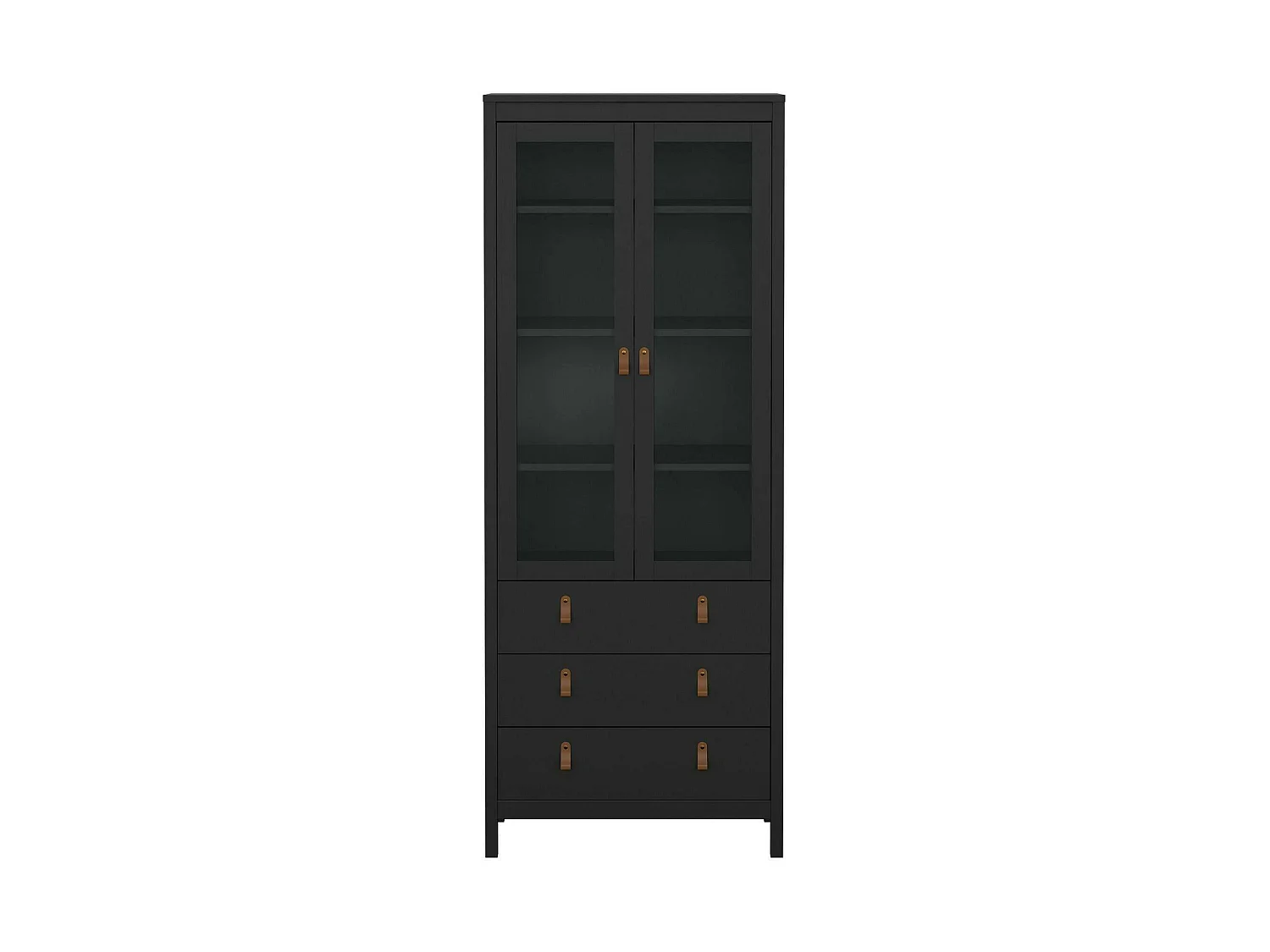 Vitrine Dvecch, Buffet d'exposition, Vitrine polyvalente, Buffet de salon, 78x33 h199 cm, Noir