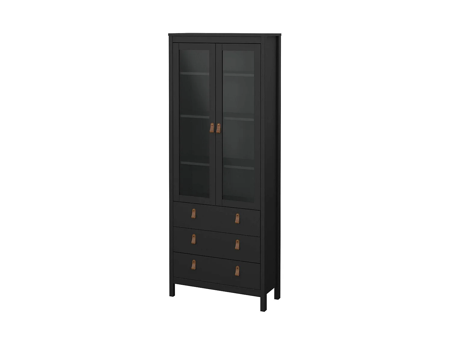 Vitrine Dvecch, Buffet d'exposition, Vitrine polyvalente, Buffet de salon, 78x33 h199 cm, Noir