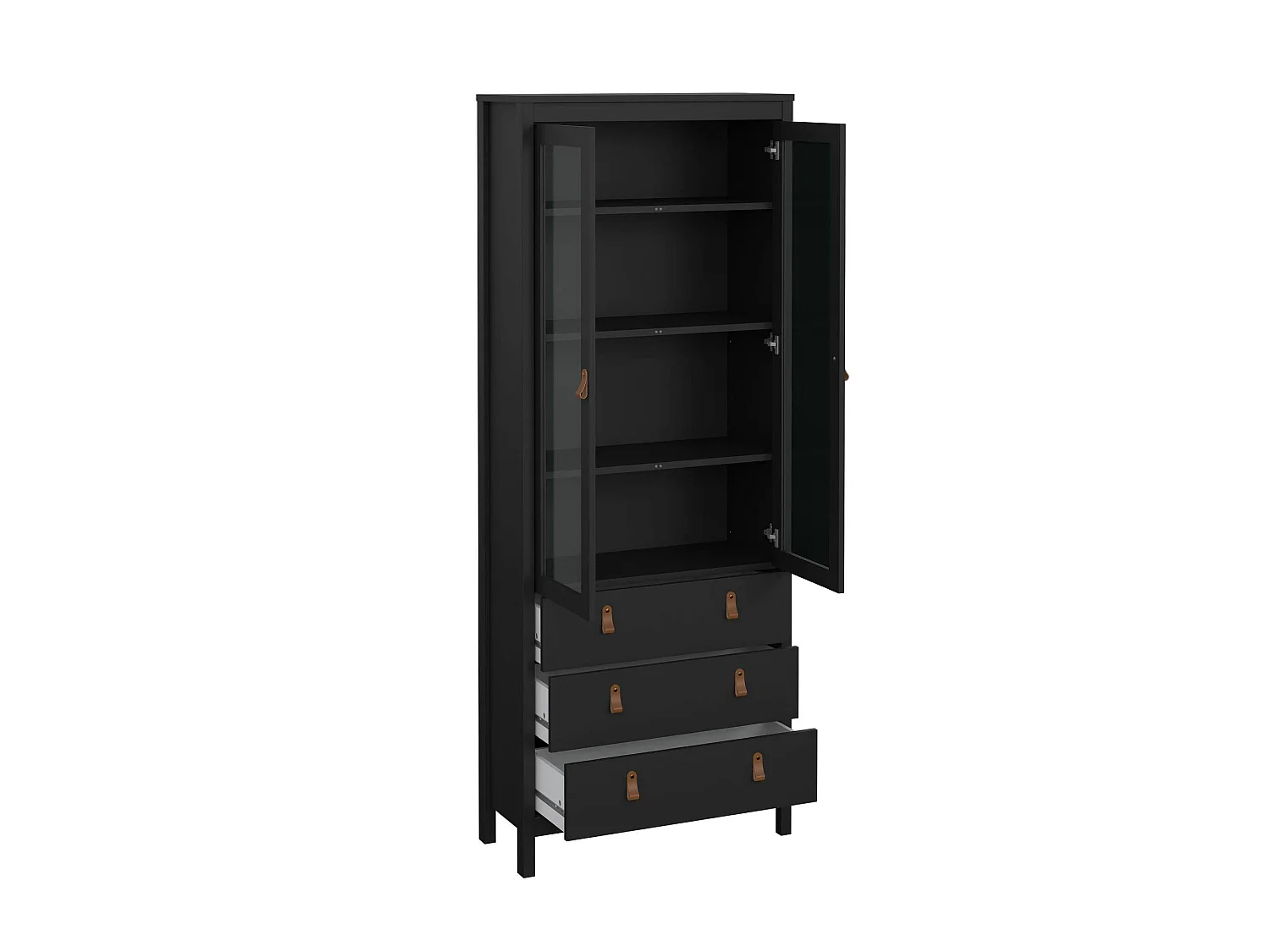 Vitrine Dvecch, Buffet d'exposition, Vitrine polyvalente, Buffet de salon, 78x33 h199 cm, Noir
