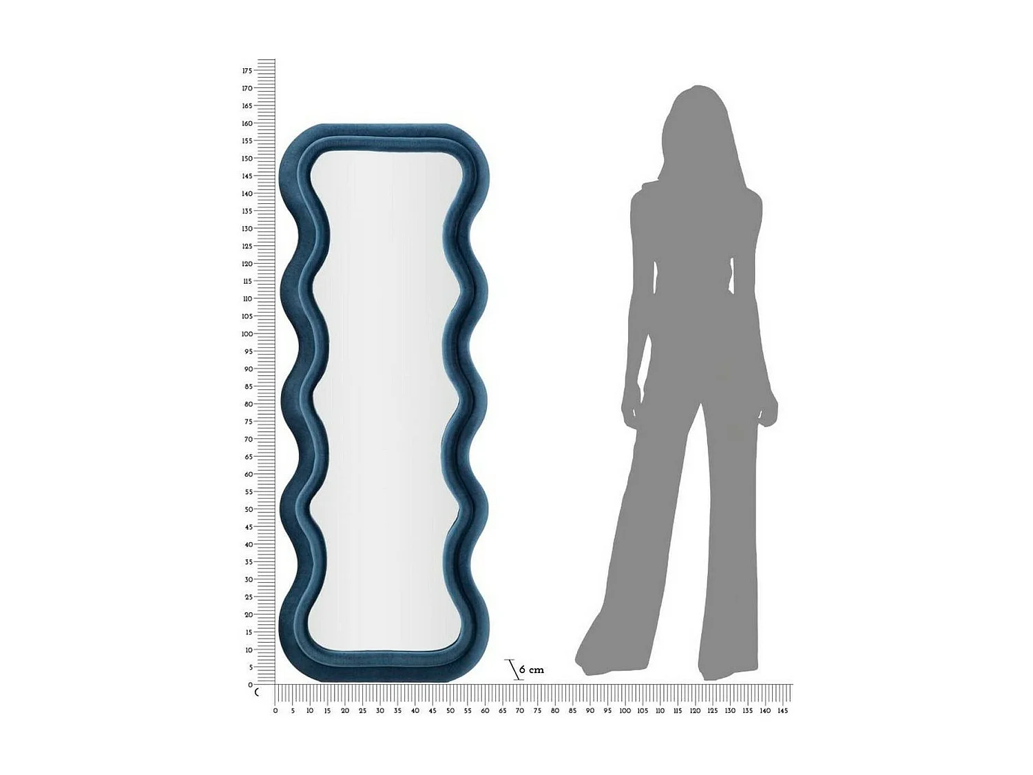 Specchio Allen, Materiale Struttura in Tessuto, 6x160h cm blu