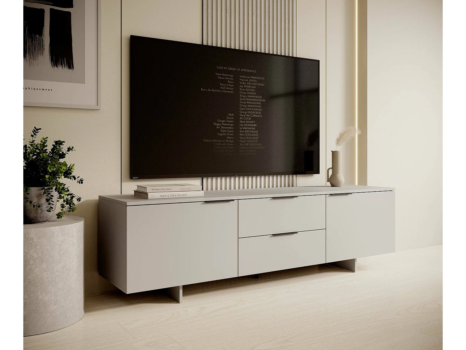 Mobile Porta tv Freamunde, un Ripiano, 41.5x180x55h cm Beige