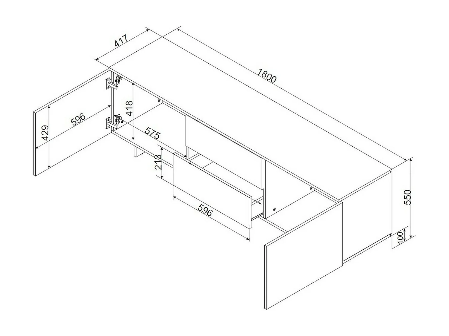 Mobile Porta tv Freamunde, un Ripiano, 41.5x180x55h cm Beige