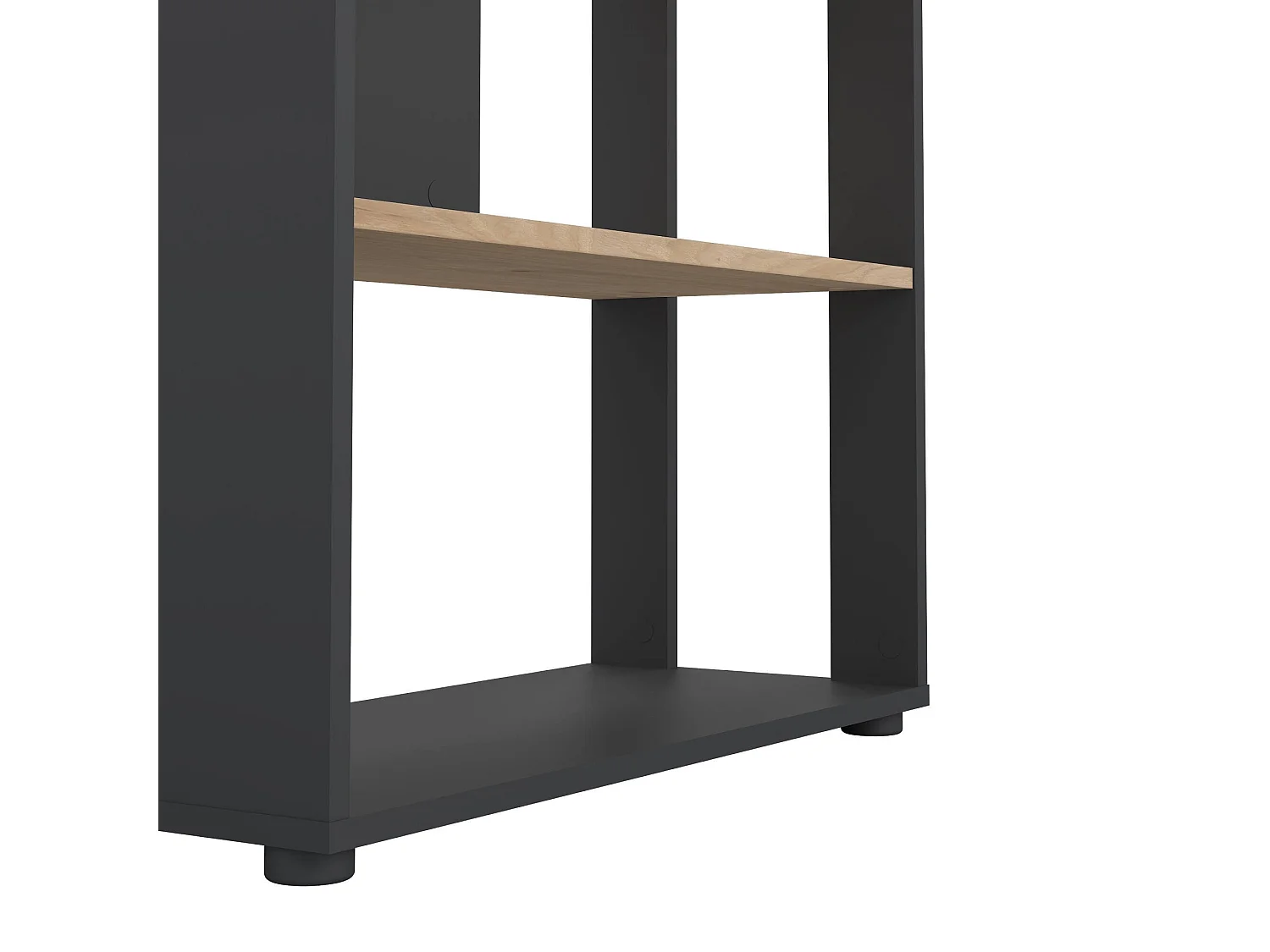 Bibliothèque Dspelt, Etagère de bureau, Porte-livre mobile, Librairie, 80x34 h205 cm, Chêne et Gris