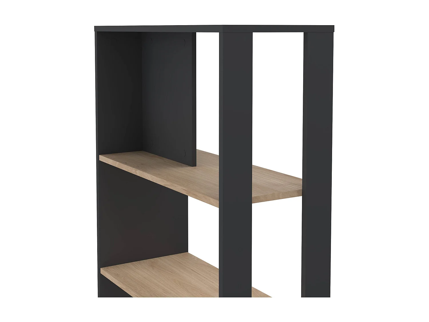 Bibliothèque Dspelt, Etagère de bureau, Porte-livre mobile, Librairie, 80x34 h205 cm, Chêne et Gris