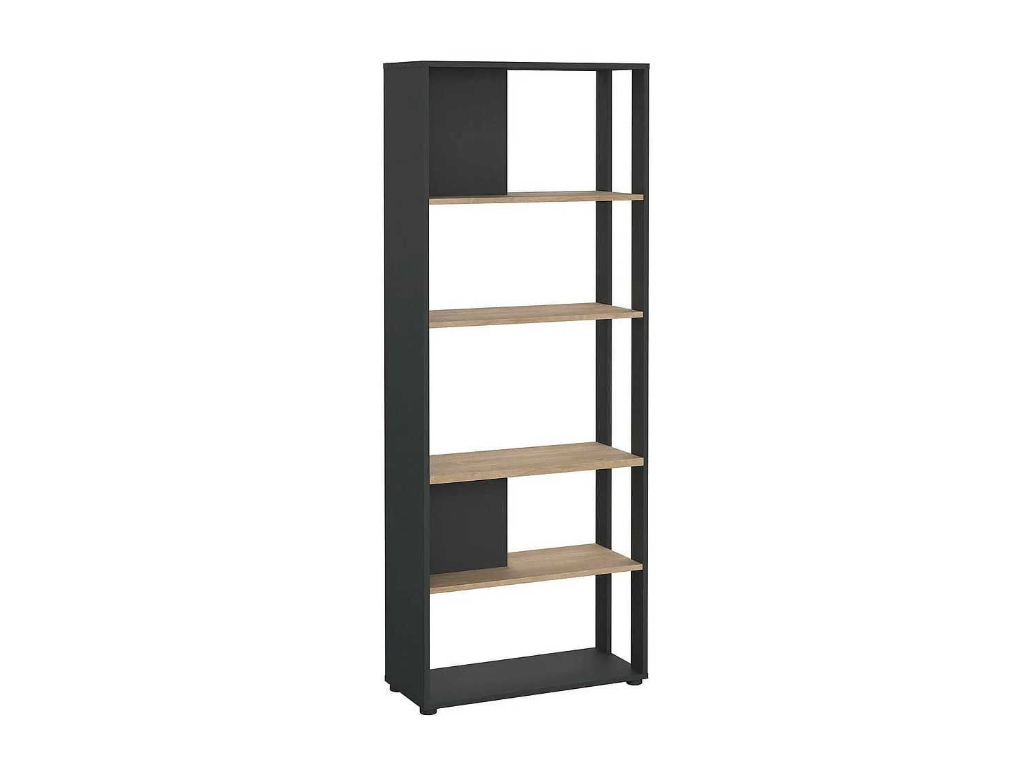 Bibliothèque Dspelt, Etagère de bureau, Porte-livre mobile, Librairie, 80x34 h205 cm, Chêne et Gris