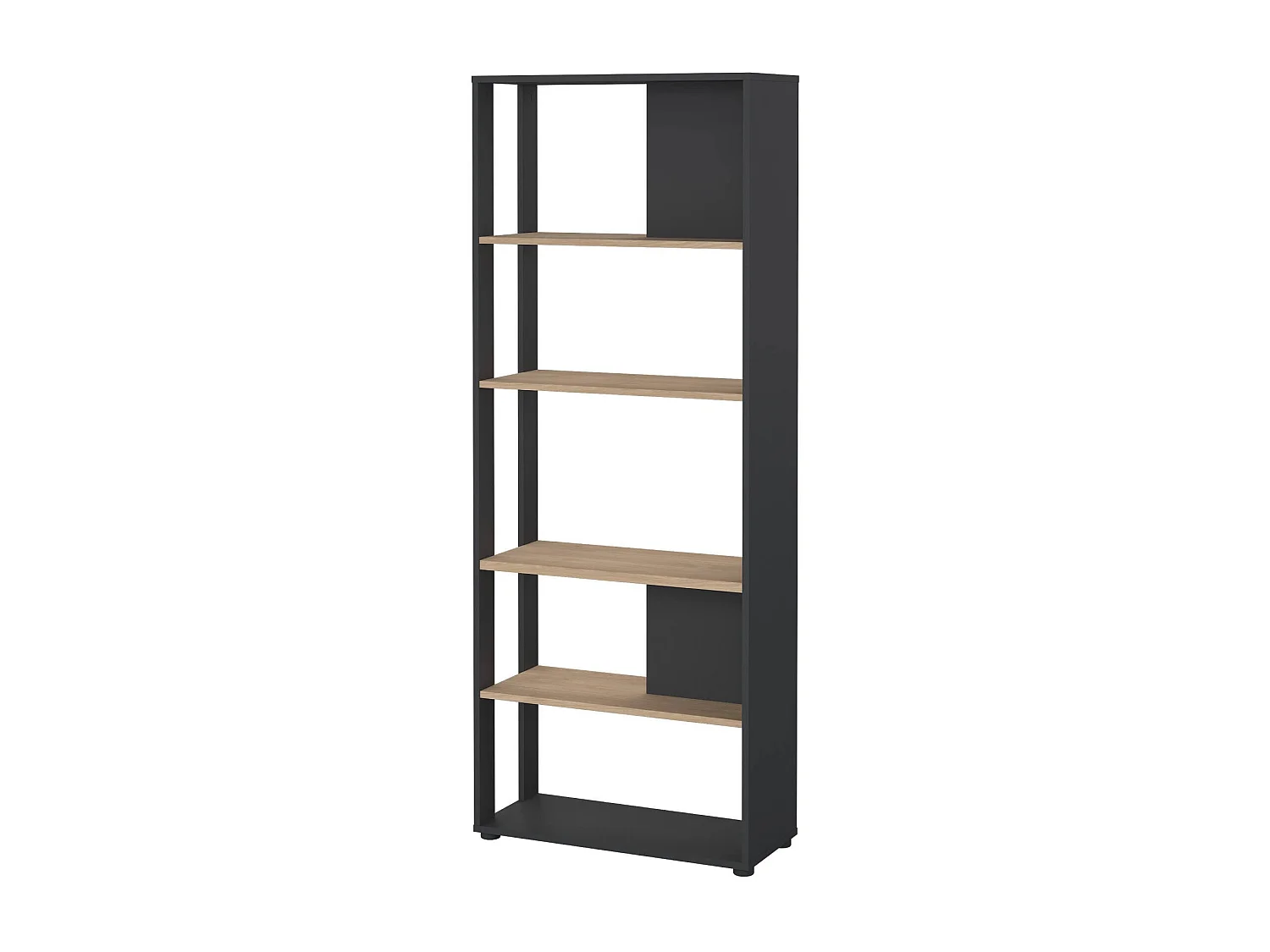 Bibliothèque Dspelt, Etagère de bureau, Porte-livre mobile, Librairie, 80x34 h205 cm, Chêne et Gris