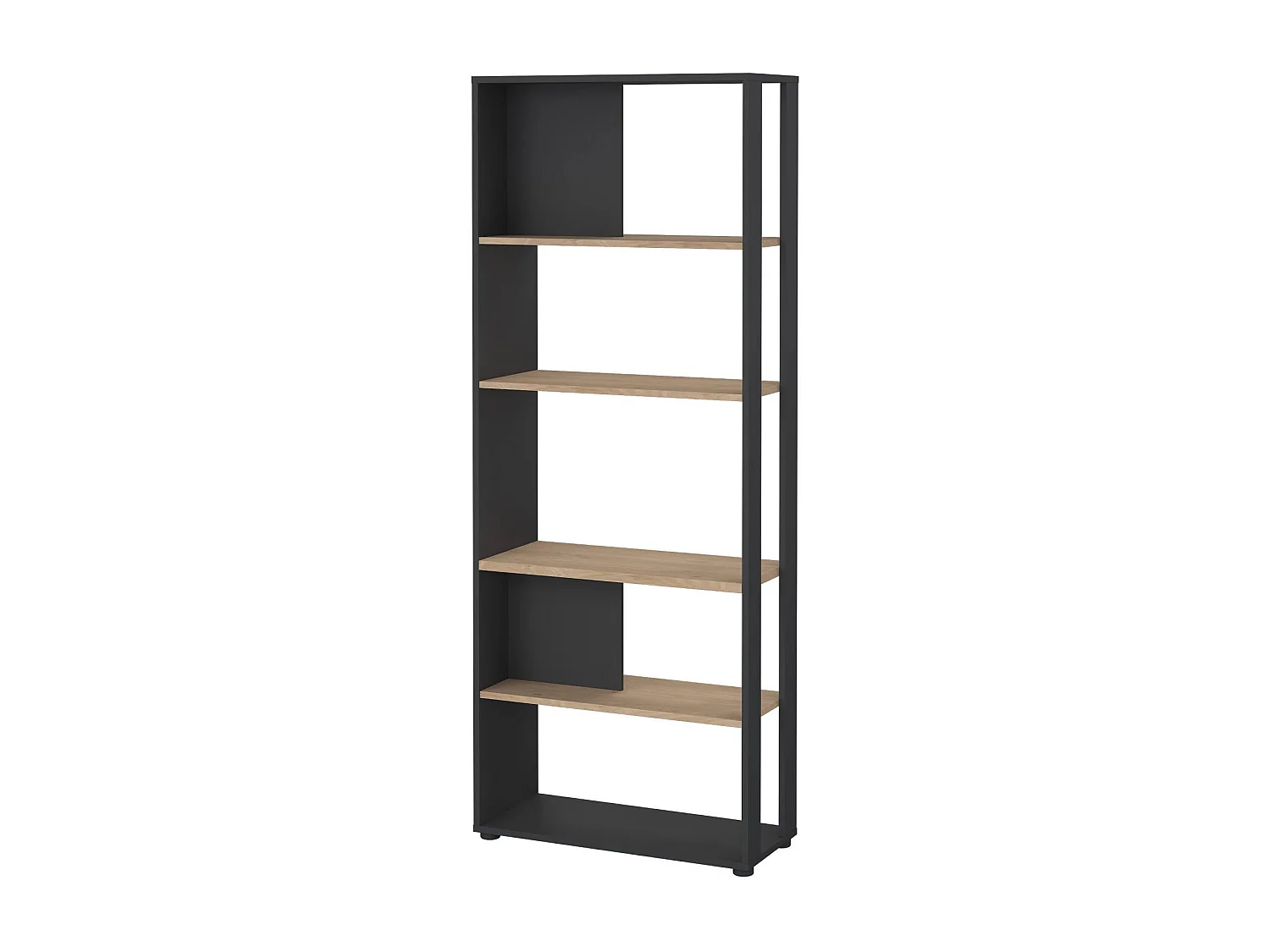 Bibliothèque Dspelt, Etagère de bureau, Porte-livre mobile, Librairie, 80x34 h205 cm, Chêne et Gris
