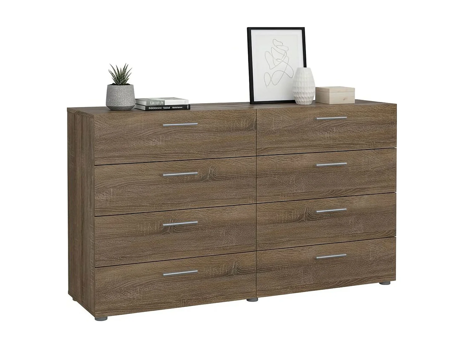 Dsattol dressoir, Woonkamerbuffet, Woonkamerdressoir, Keukenkast, 140x40 h82 cm, Eiken