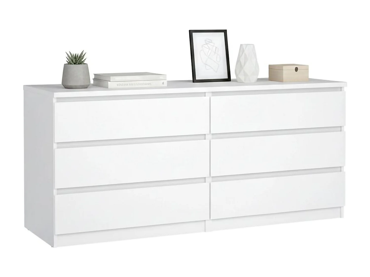 Buffet Dsanog, Buffet du salon, Commode de salon, Garde-manger de cuisine, 154x50 h70 cm, Blanc