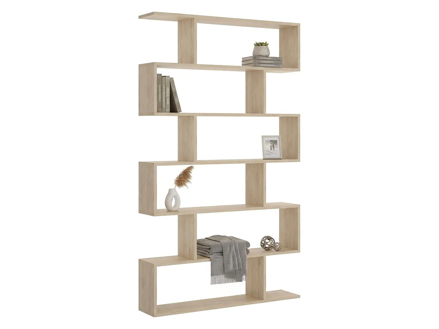 Bücherregal Djorone, Mehrzweck-Büroregal, Bücherregal mit 6 Regalen, 80x25h190 cm, Eiche