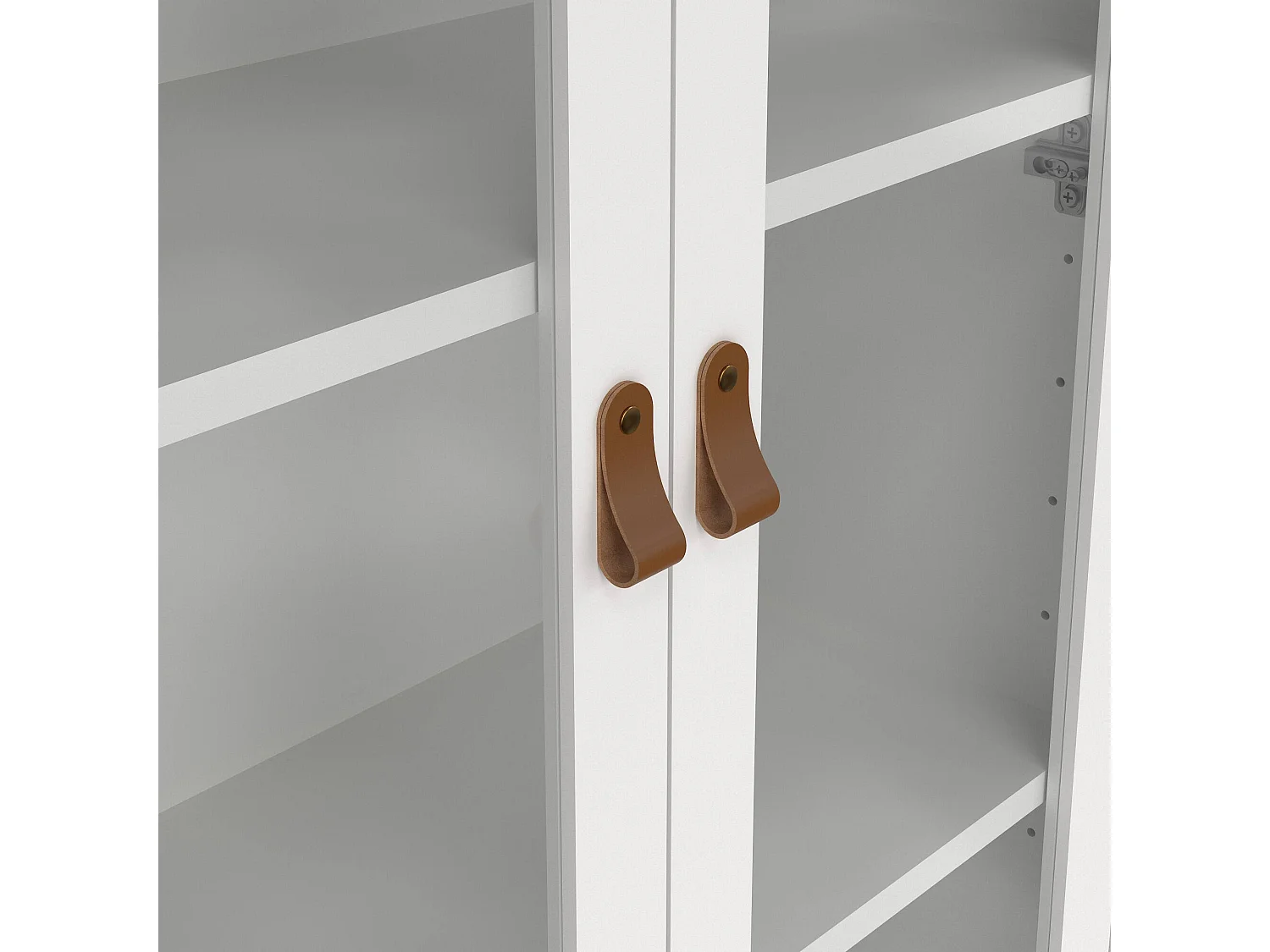 Vitrina Dvecch, Aparador de exposición, Vitrina multiusos, Aparador de salón, 78x33 h199 cm, Blanco